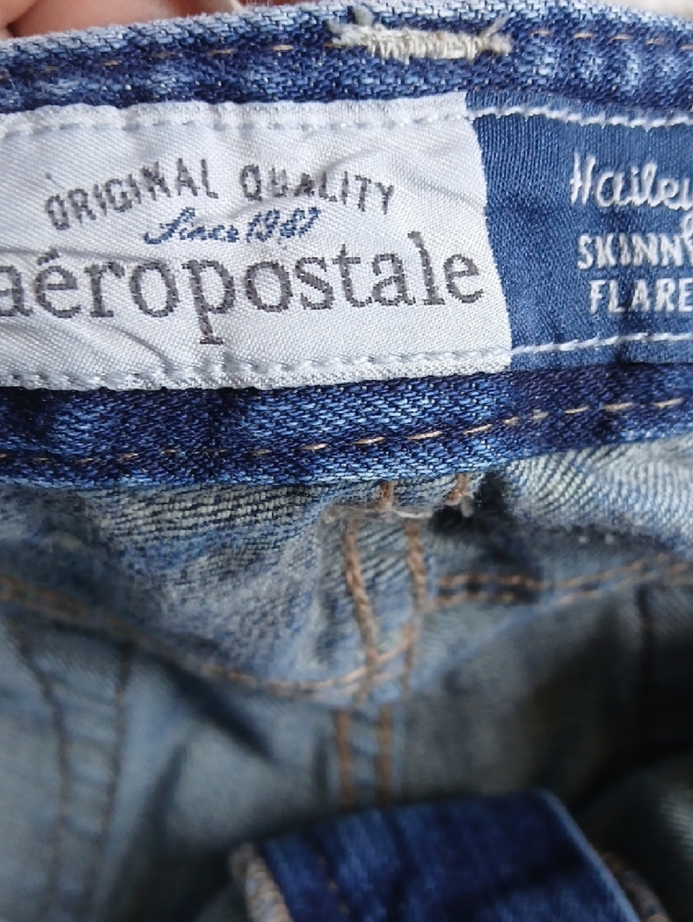 VTG Aeropostale Girl's Denim Dark Blue Skinny Flare Jeans with Zip PocketAccents - Picture 2 of 13